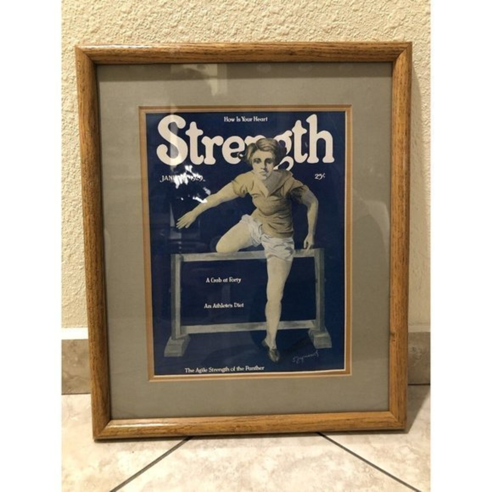 Vintage 1929 January Women Sports Strength Magazine Print on Wooden Frame 16x13”